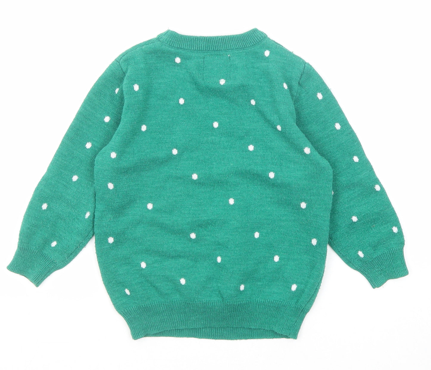Paw Patrol Boys Green Crew Neck Polka Dot Cotton Pullover Jumper Size 3-4 Years Pullover - Christmas Santa Paws