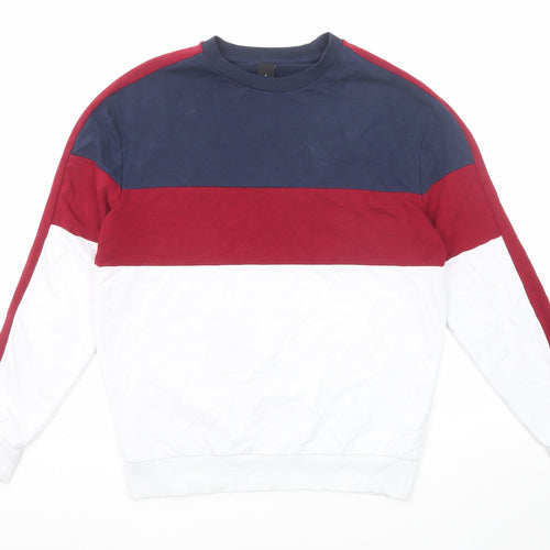 New Look Mens Multicoloured Striped Cotton Pullover Sweatshirt Size L