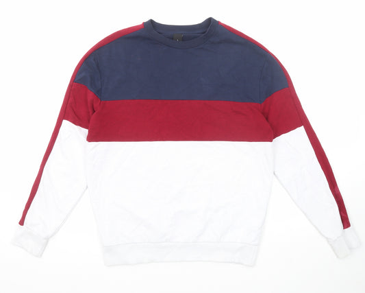 New Look Mens Multicoloured Striped Cotton Pullover Sweatshirt Size L
