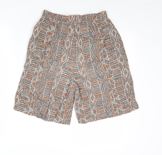 Fashion Classics Womens Multicoloured Geometric Polyester Bermuda Shorts Size 26 in Regular Pull On
