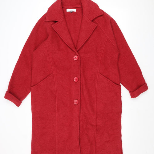 Adini Womens Red Overcoat Coat Size M Button