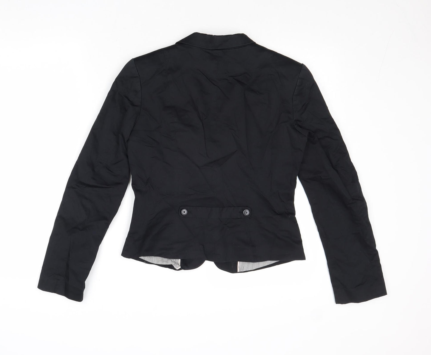 H&M Womens Black Cotton Jacket Blazer Size 8