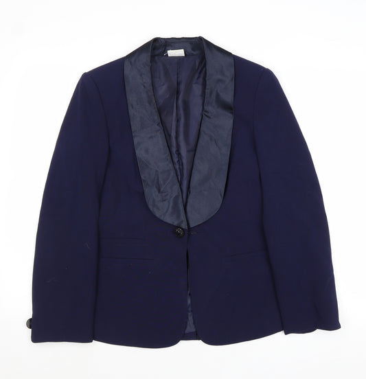Together Womens Blue Polyester Jacket Suit Jacket Size 12