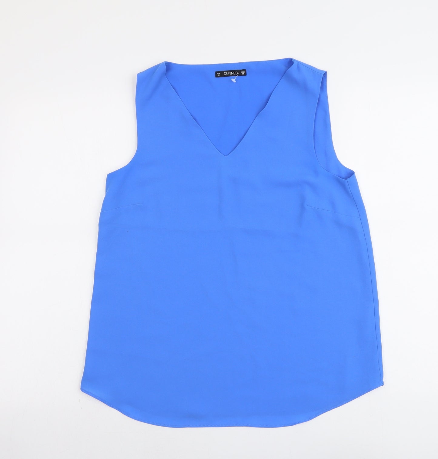 Dunnes Stores Womens Blue Polyester Basic Tank Size 10 V-Neck