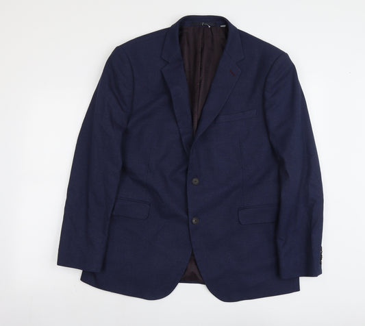 Burton Mens Blue Polyester Jacket Suit Jacket Size 44 Regular