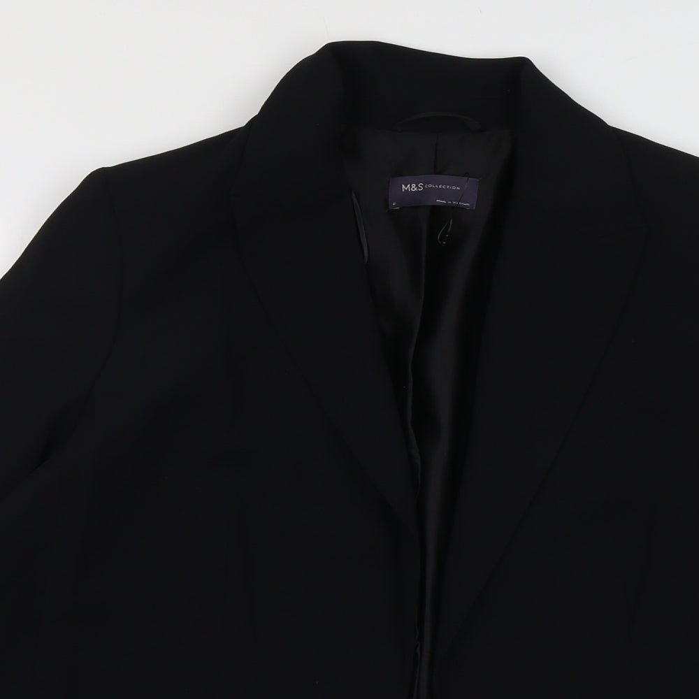 Marks and Spencer Womens Black Polyester Jacket Blazer Size 12 - Open