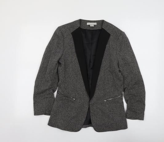 H&M Womens Grey Polyester Jacket Blazer Size 10