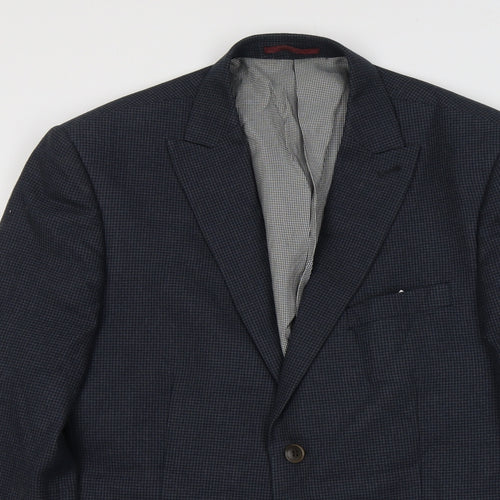 NEXT Mens Blue Geometric Polyester Jacket Suit Jacket Size S Regular