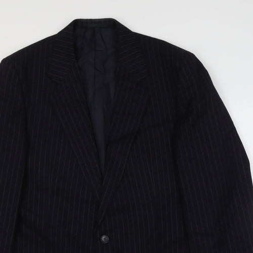 Marks and Spencer Mens Blue Striped Wool Jacket Suit Jacket Size M Regular