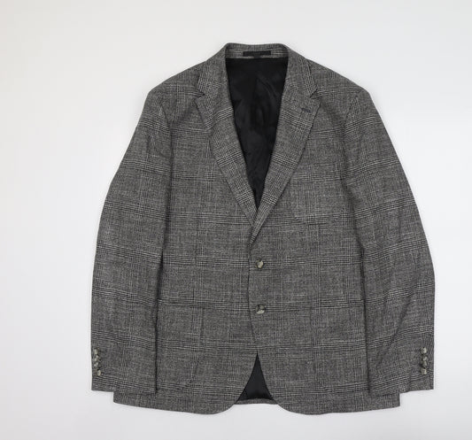 Marks and Spencer Mens Grey Geometric Viscose Jacket Suit Jacket Size L Regular