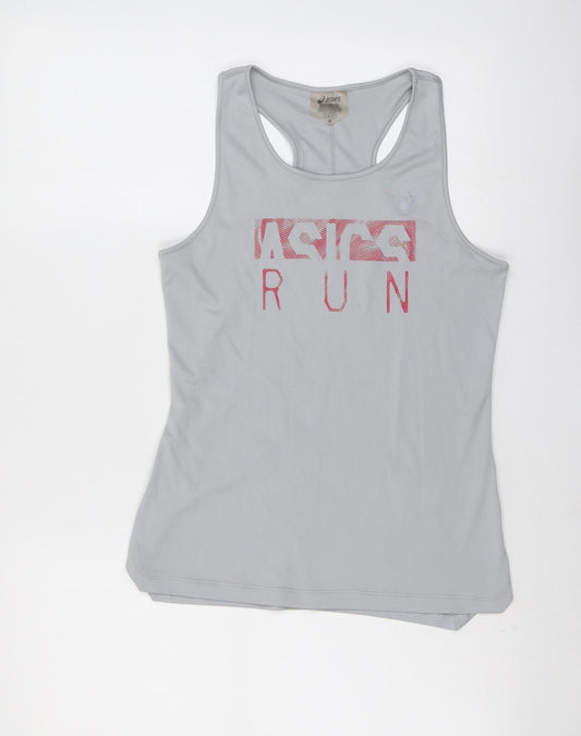 ASICS Womens Grey Polyester Pullover Tank Size S Scoop Neck Pullover