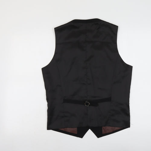 B&W Mens Black Polyester Jacket Suit Waistcoat Size M Regular