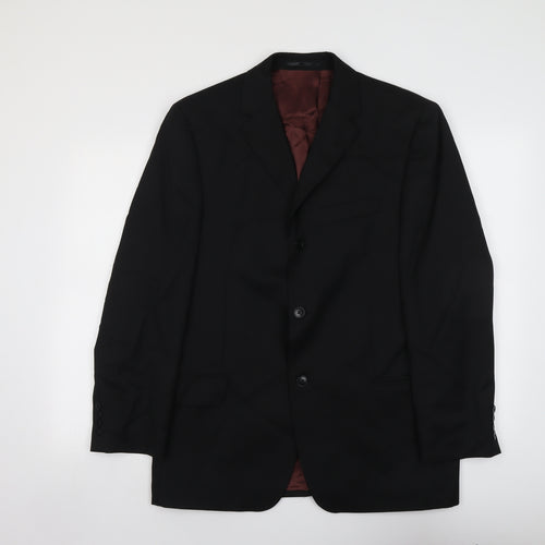 Pierre Cardin Mens Black Wool Jacket Suit Jacket Size XL Regular