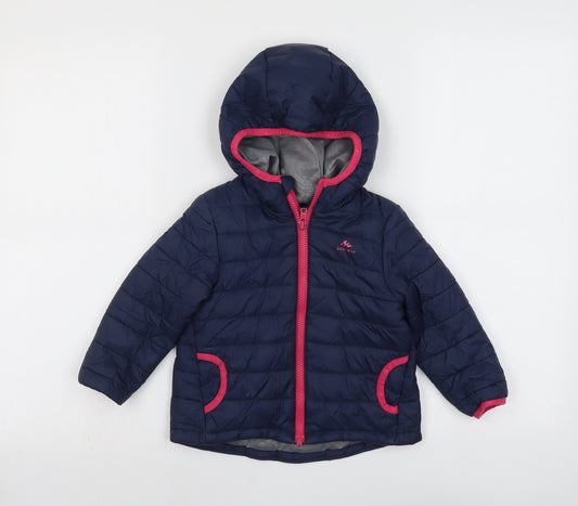 Quechua Girls Blue Quilted Jacket Size 2-3 Years Zip