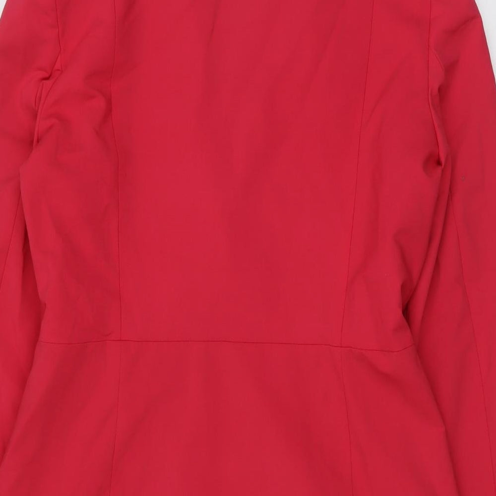 Zara Womens Pink Polyester Jacket Dress Size XL Collared Zip - Wrap Front Detail
