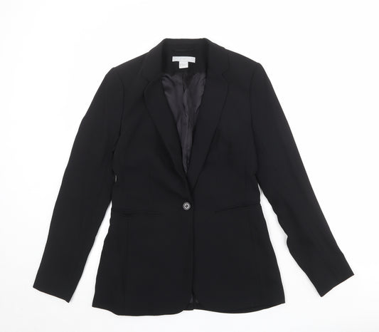 H&M Womens Black Polyester Jacket Suit Jacket Size 10