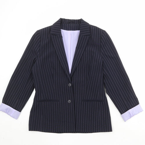 Dorothy Perkins Womens Black Striped Polyester Jacket Suit Jacket Size 10