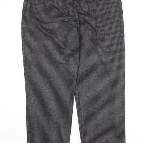 Marks and Spencer Womens Grey Geometric Polyester Carrot Trousers Size 18 Regular