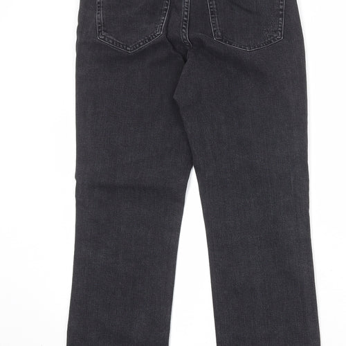Marks and Spencer Womens Black Cotton Straight Jeans Size 8 Slim Zip