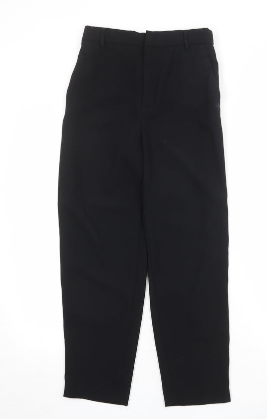 Zara Womens Black Polyester Trousers Size 6 Regular Zip - Side Stripe Detail