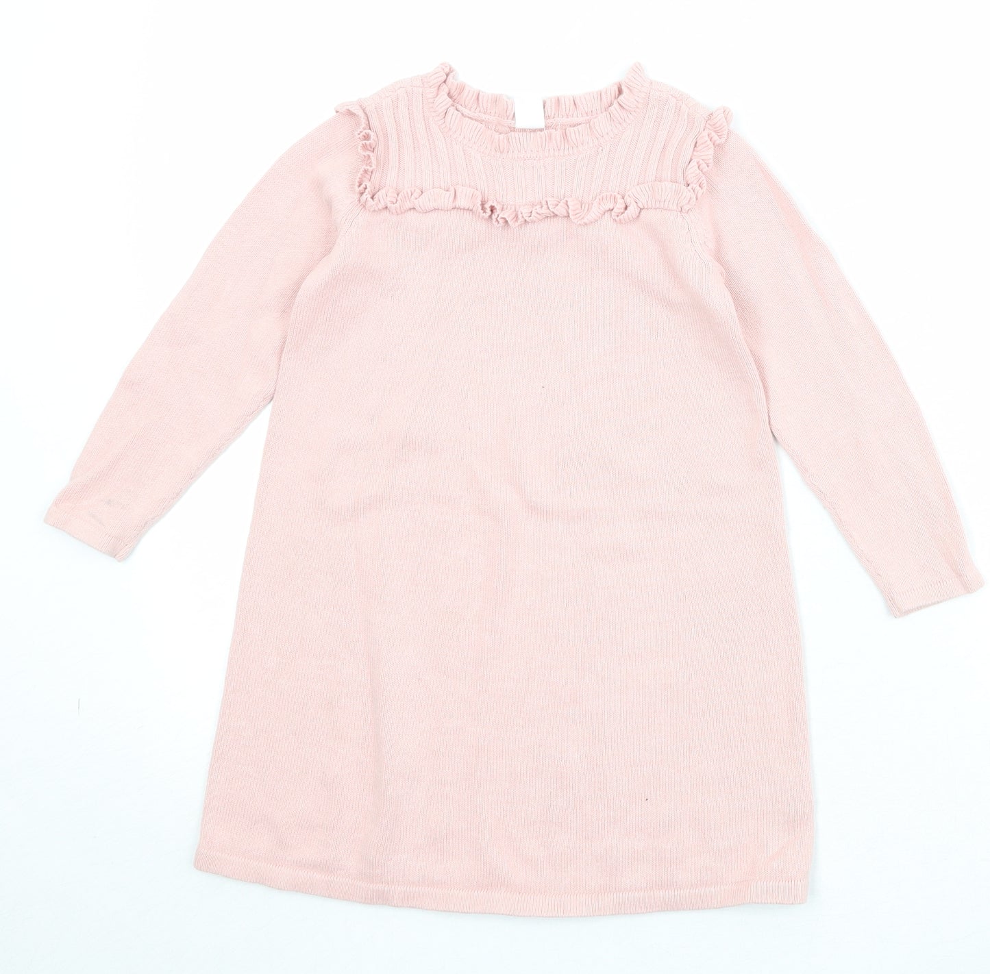 Gap Girls Pink 100% Cotton Jumper Dress Size 5 Years Round Neck Pullover