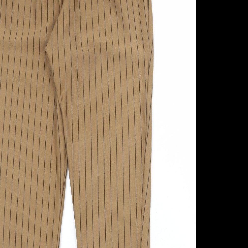 Stradivarius Womens Brown Striped Polyester Trousers Size S Regular - Tie Front Detail
