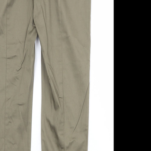 M&Co Womens Grey Cotton Chino Trousers Size 10 Regular Zip