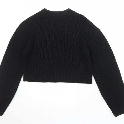 New Look Girls Black Crew Neck Acrylic Pullover Jumper Size 10-11 Years Pullover