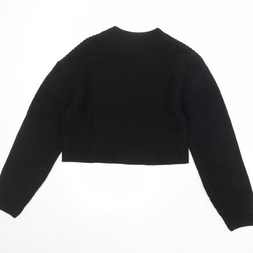 New Look Girls Black Crew Neck Acrylic Pullover Jumper Size 10-11 Years Pullover