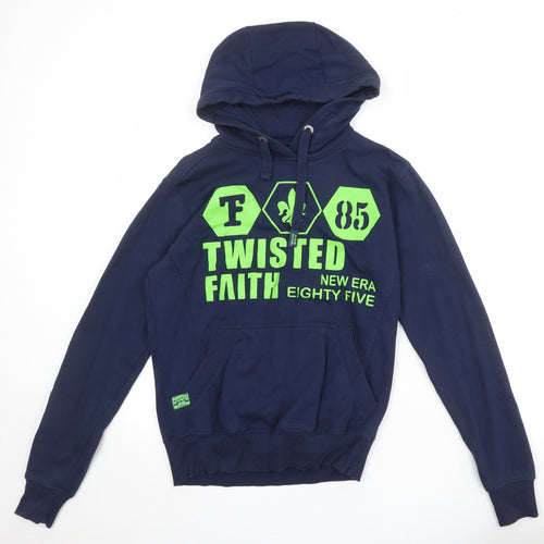 Twisted Faith Mens Blue Cotton Pullover Hoodie Size S