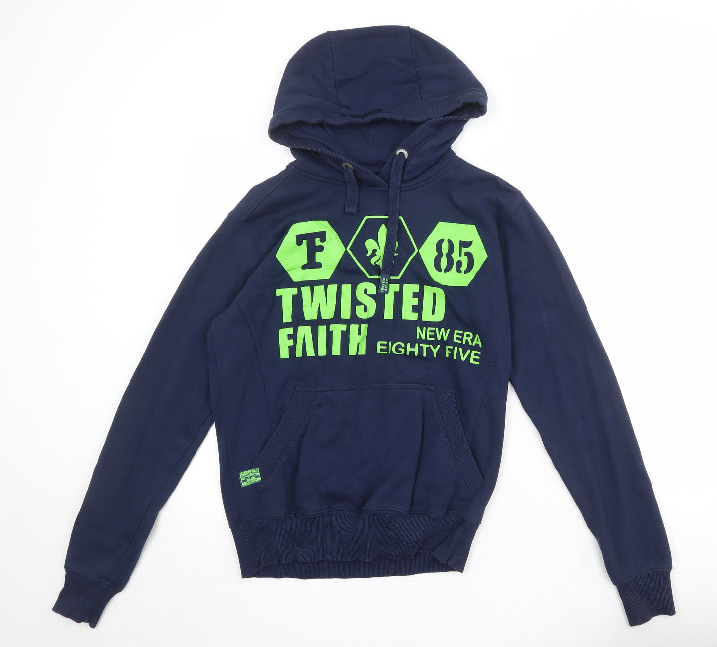 Twisted Faith Mens Blue Cotton Pullover Hoodie Size S