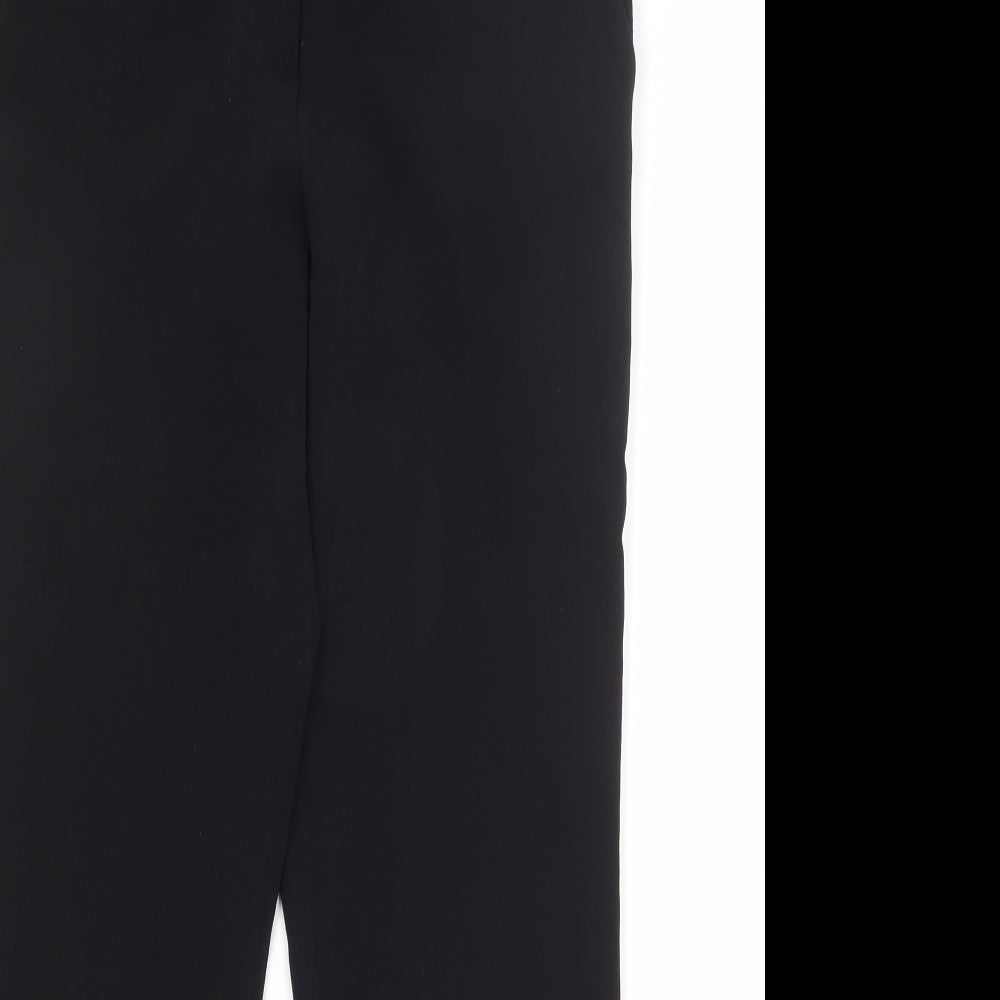 Stefanel Womens Black Polyester Trousers Size 12 Regular Zip