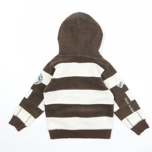 C&A Boys Brown Striped Polyester Pullover Hoodie Size 4-5 Years Pullover