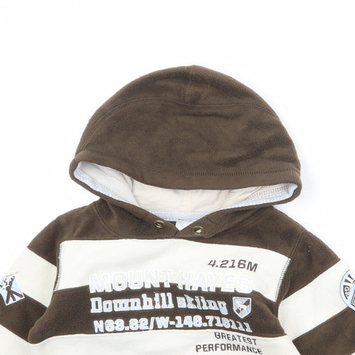 C&A Boys Brown Striped Polyester Pullover Hoodie Size 4-5 Years Pullover