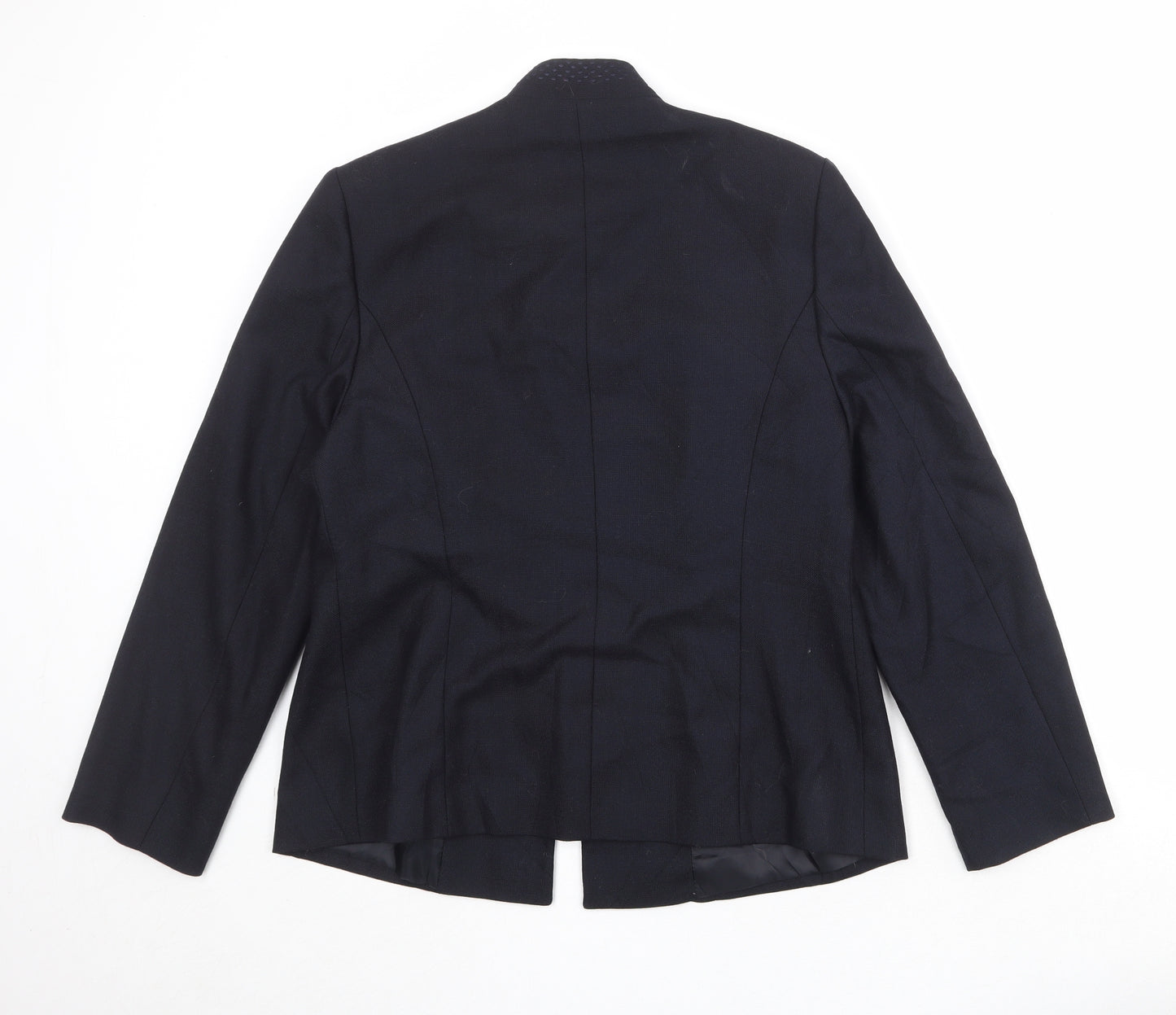 Viyella Womens Black Polyester Jacket Blazer Size 14 - Ten-Button Jacket Front