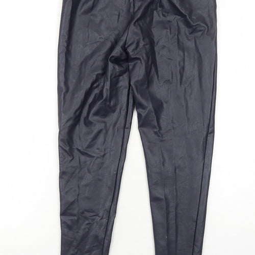Marks and Spencer Womens Black Polyester Trousers Size 10 Regular - Faux Leather
