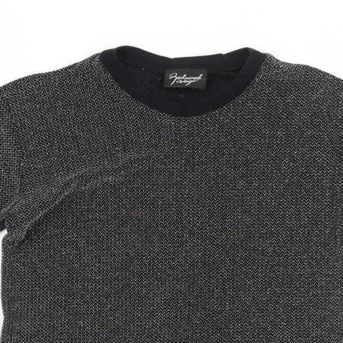 Reclaimed Vintage Womens Black Geometric Polyester Basic T-Shirt Size S Round Neck