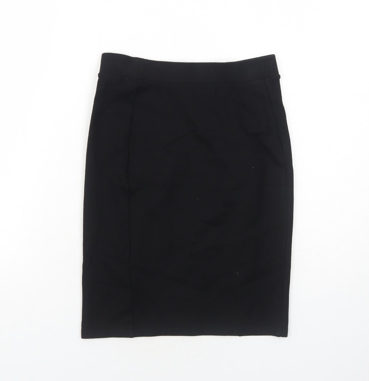 Marks and Spencer Girls Black Viscose Straight & Pencil Skirt Size 11-12 Years Regular Pull On