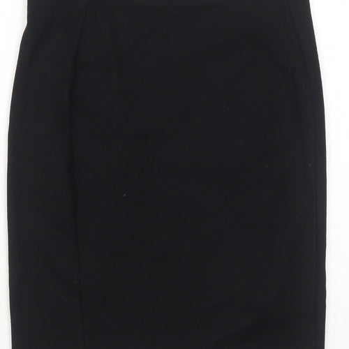 Marks and Spencer Girls Black Viscose Straight & Pencil Skirt Size 11-12 Years Regular Pull On