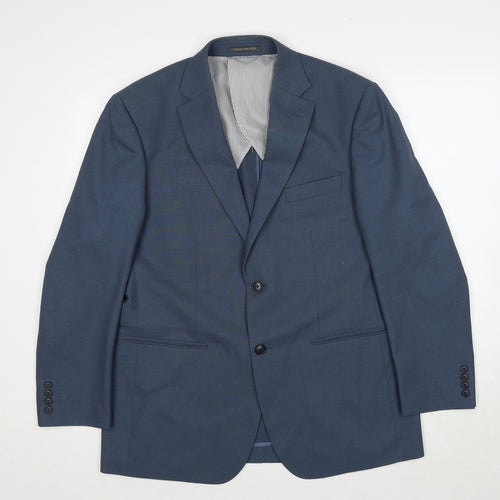 Greenwoods Mens Blue Polyester Jacket Suit Jacket Size 42 Regular