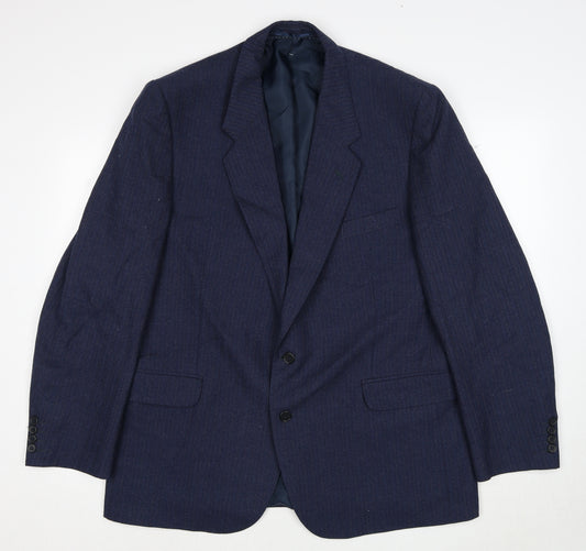 Centaur Mens Blue Striped Wool Jacket Suit Jacket Size 46 Regular