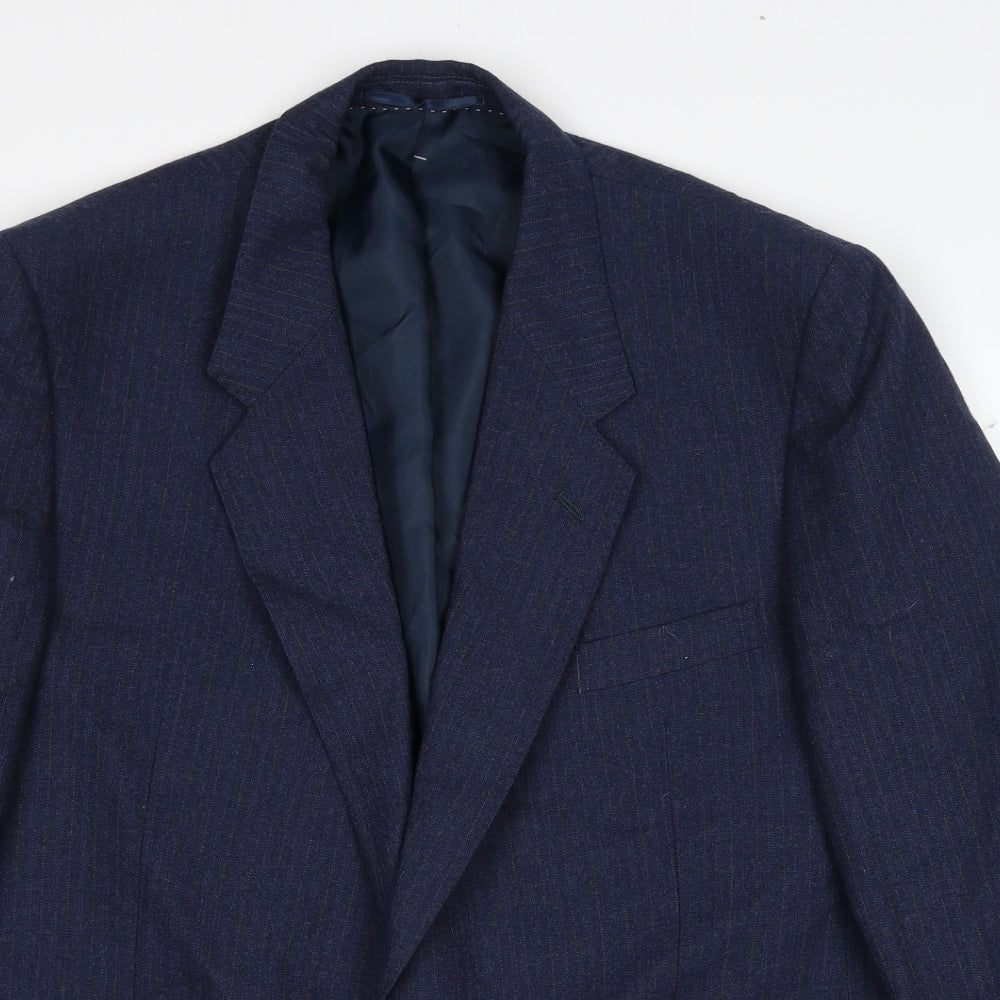 Centaur Mens Blue Striped Wool Jacket Suit Jacket Size 46 Regular