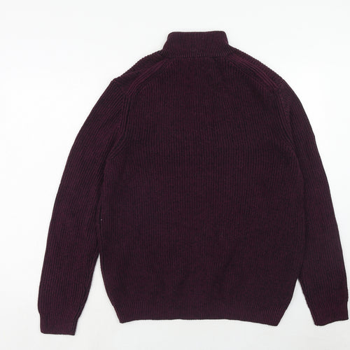 Debenhams Mens Purple Round Neck Acrylic Pullover Jumper Size L Long Sleeve