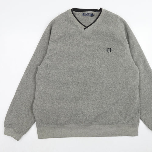 Maine Mens Grey Polyester Pullover Sweatshirt Size M