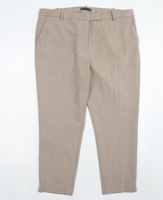 Marks and Spencer Womens Beige Polyester Chino Trousers Size 20 Regular Hook & Eye