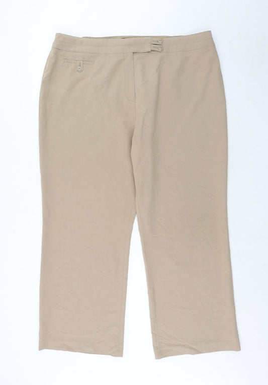 Wardrobe Womens Beige Polyester Trousers Size 22 Regular Zip