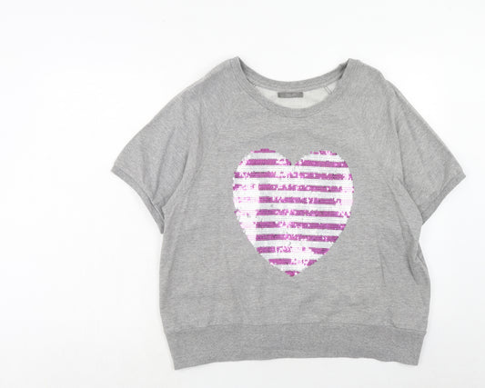 South Womens Grey Cotton Pullover Sweatshirt Size 18 Pullover - Heart