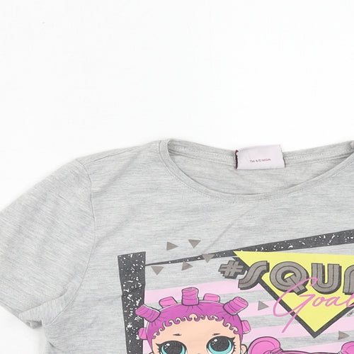 LOL Surprise! Girls Grey Cotton Pullover T-Shirt Size 7-8 Years Round Neck Pullover
