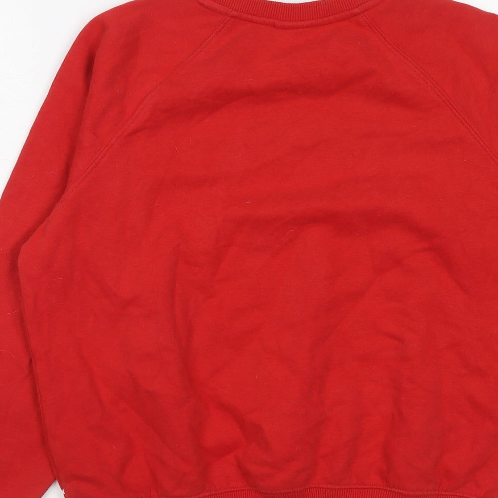 H&M Womens Red Cotton Pullover Sweatshirt Size XS Pullover - Happy Holidays