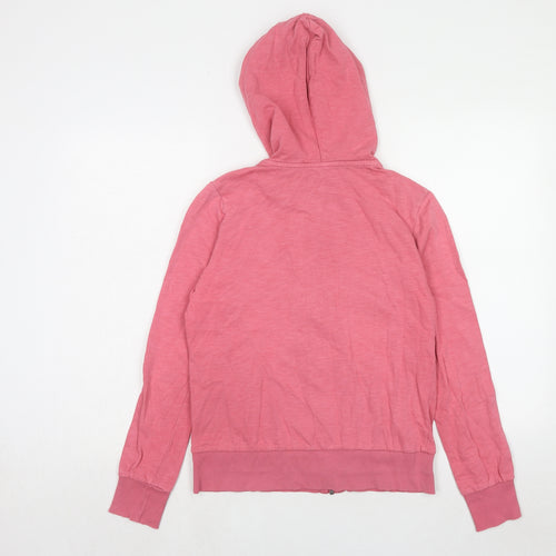 H&M Womens Pink Cotton Full Zip Hoodie Size 10 Zip